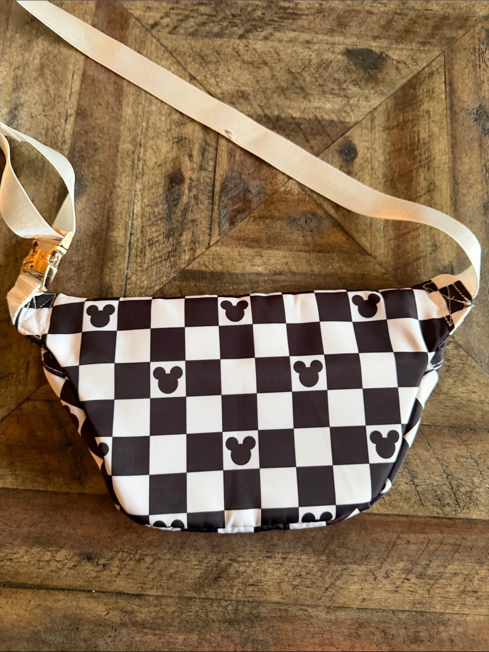 Checkerboard Holiday Mickey Patch Belt Bag - Fanny Pack Crossbody Black & White - Picture 2 of 7